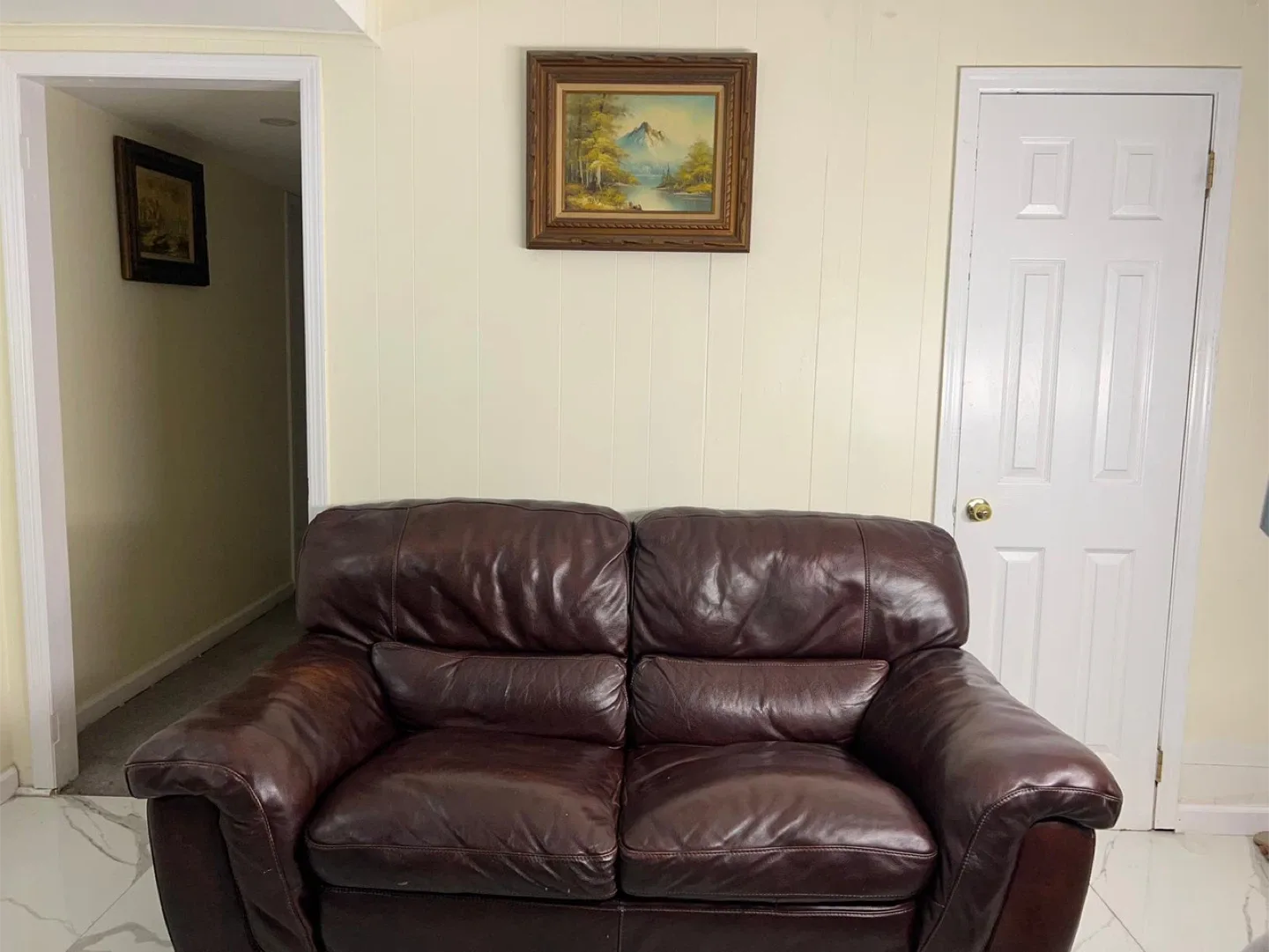 Brown Leather Loveseat Sofa image indicator(2)