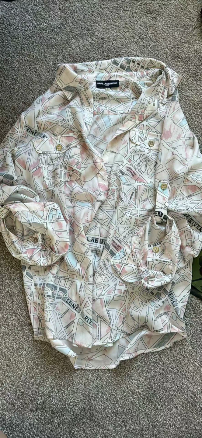 Karl Lagerfeld Paris Map Print Blouse - Size S - photo 2