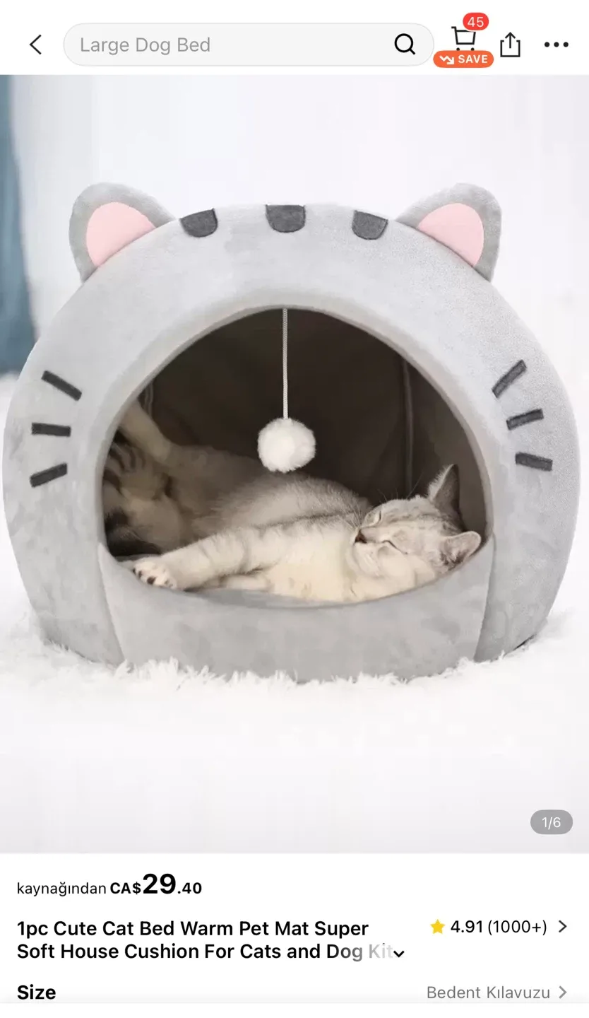 Cute Cat Bed Warm Pet Mat - Grey image indicator(5)