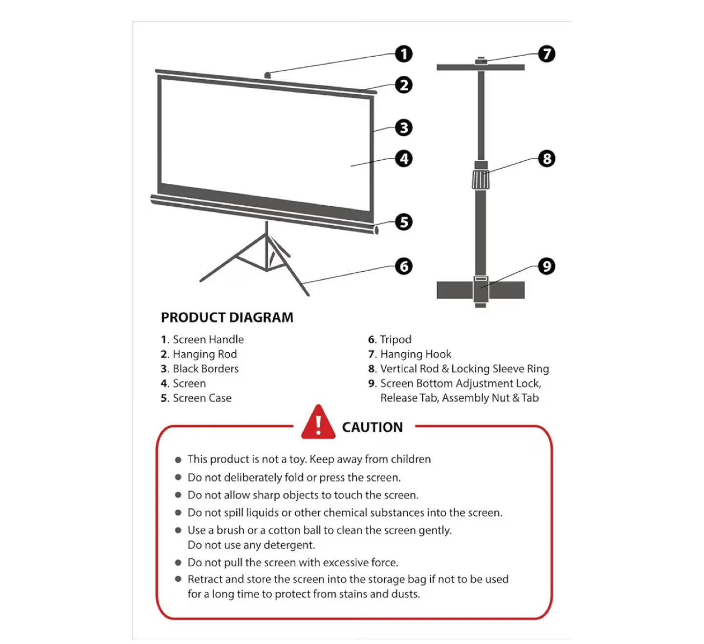 84” Indoor/Outdoor Portable Projector Screen with Stand - photo 2
