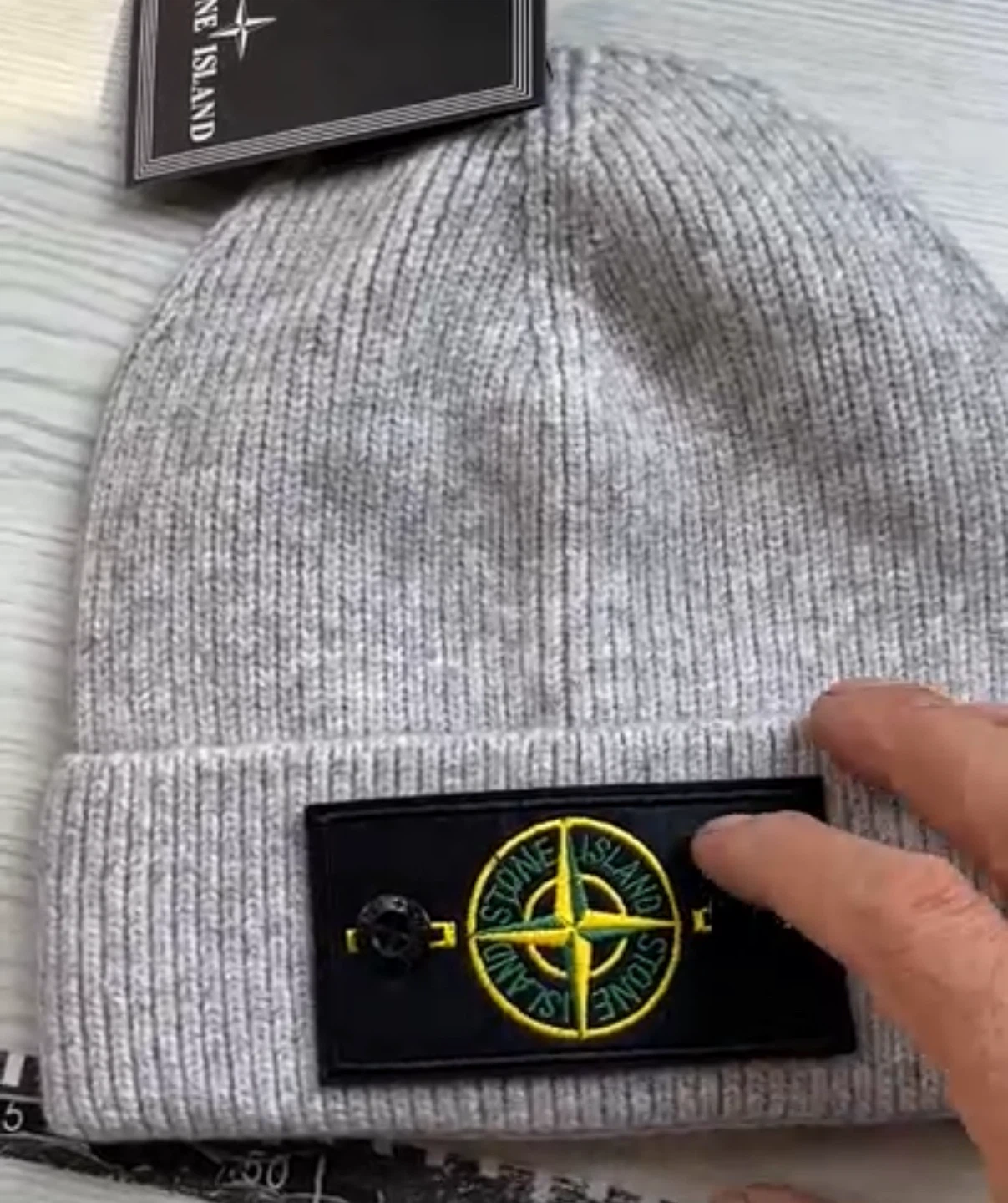 Stone Island Grey Wool Beanie