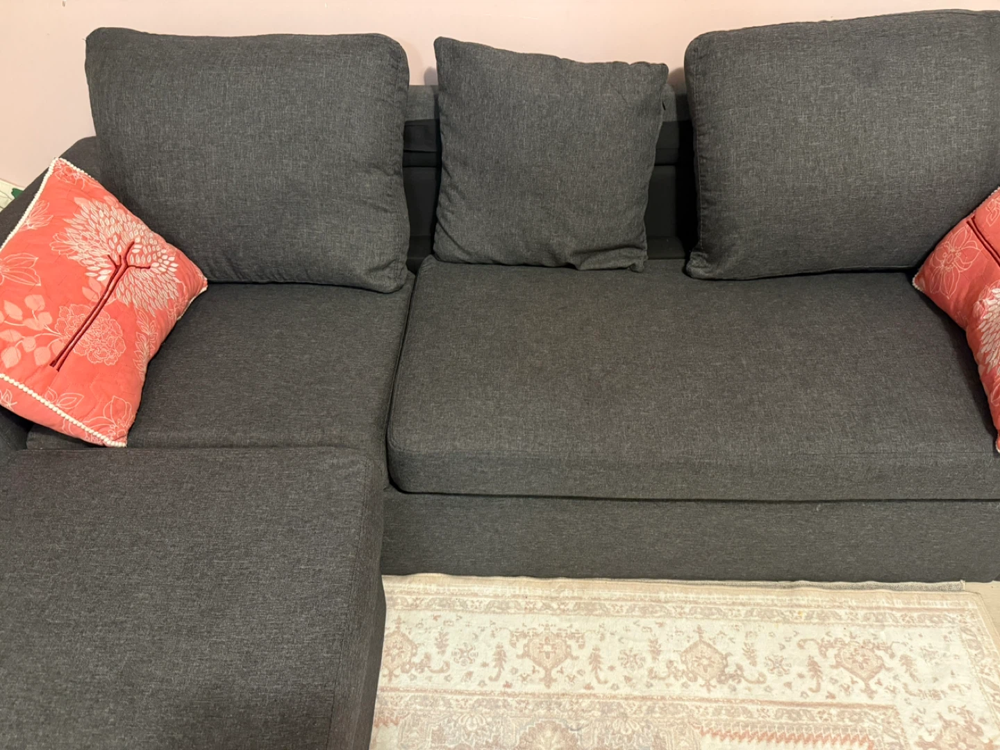 Dark Grey Sectional Sofa with Ottoman - photo 2
