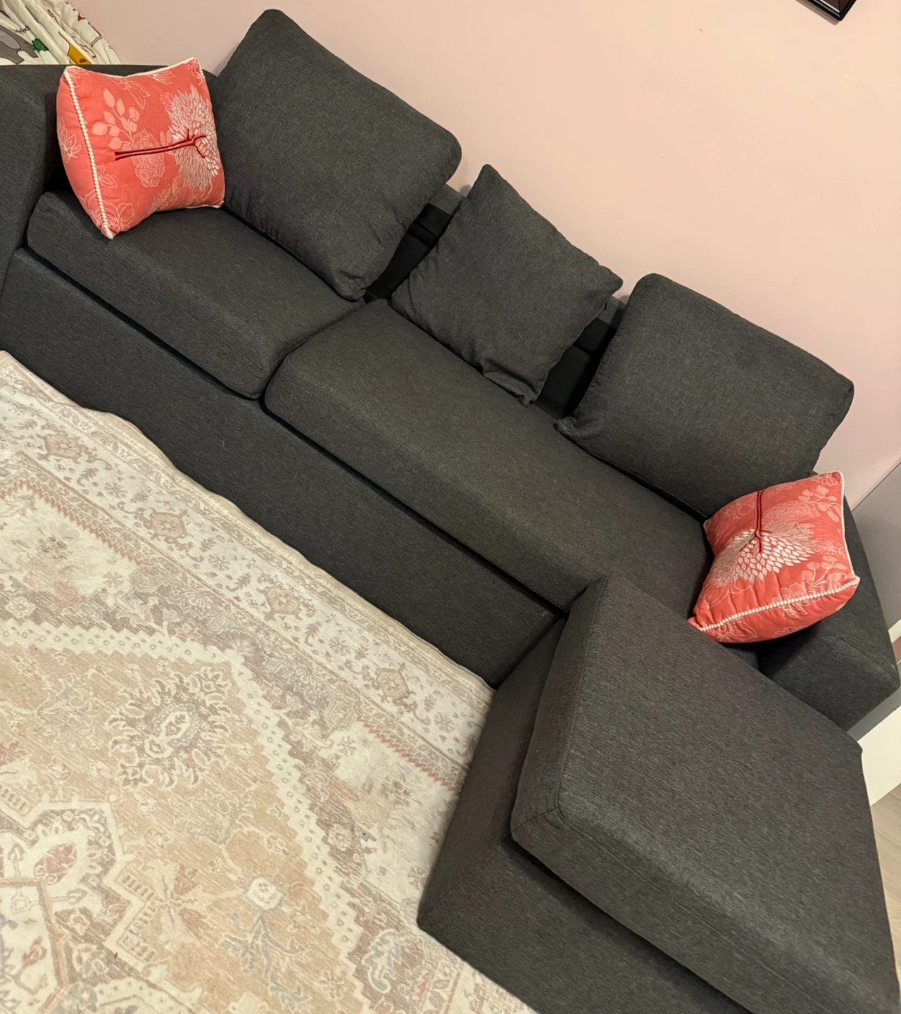 Dark Grey Sectional Sofa with Ottoman - photo 4