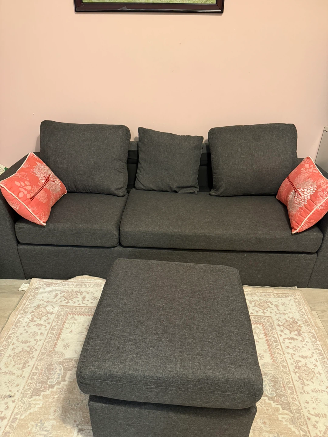 Dark Grey Sectional Sofa with Ottoman - photo 3