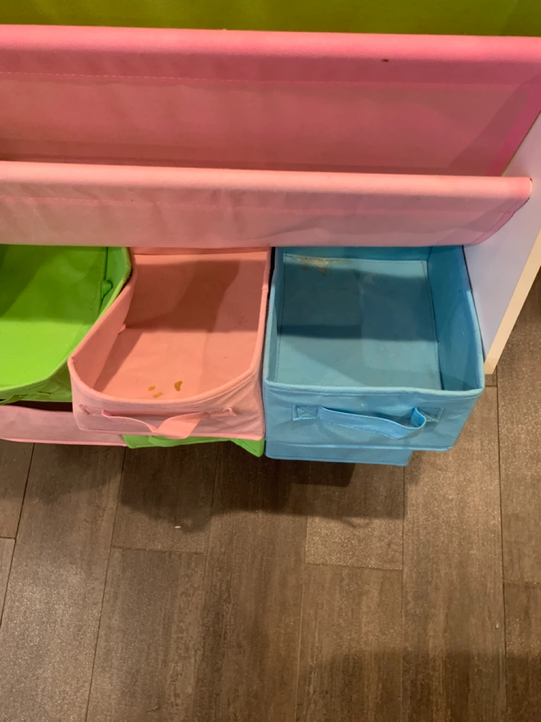 Kids Bookshelf with Colorful Fabric Bins - photo 2