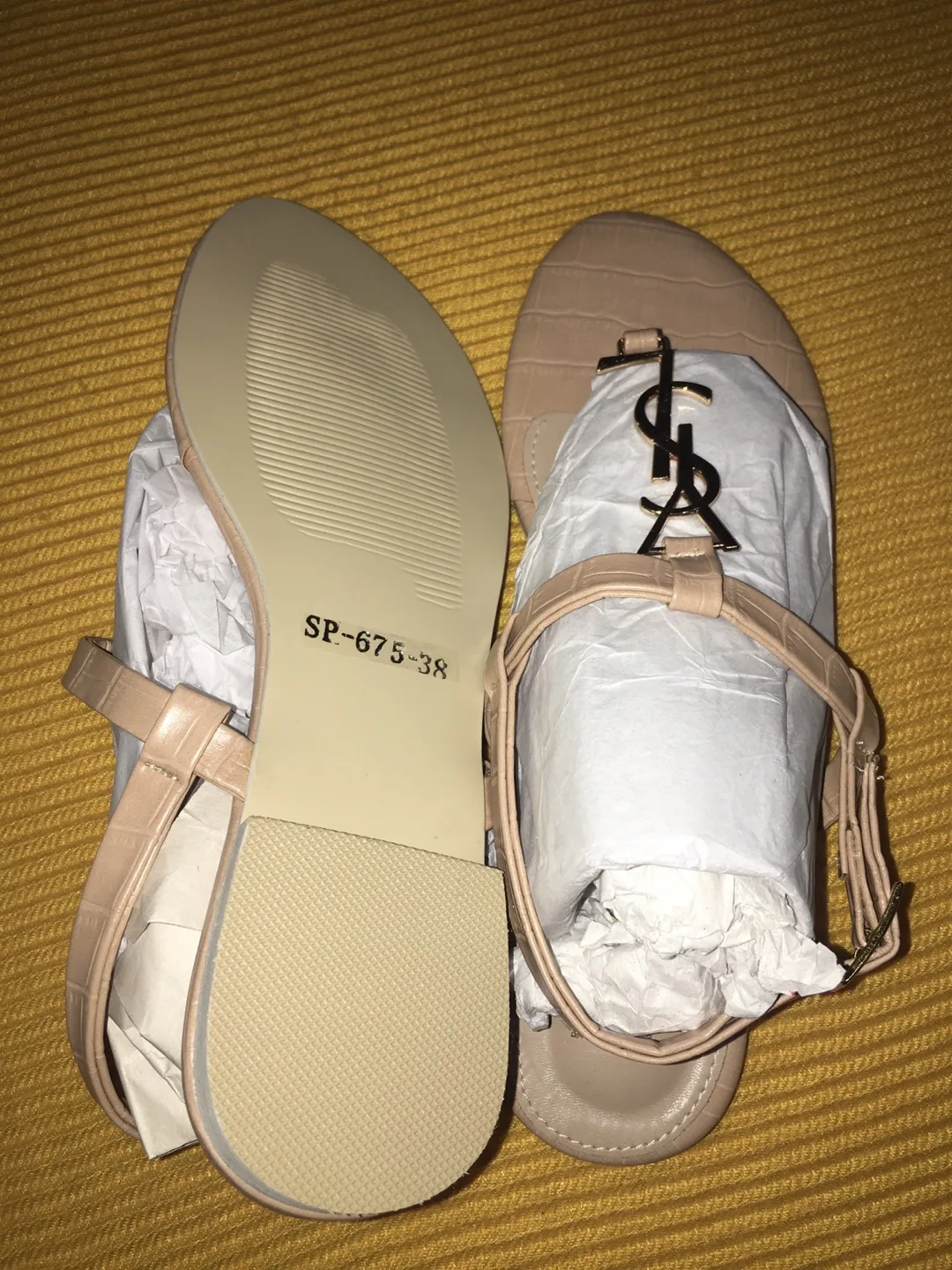New YSL Beige Leather Sandals - Size 37 image indicator(3)