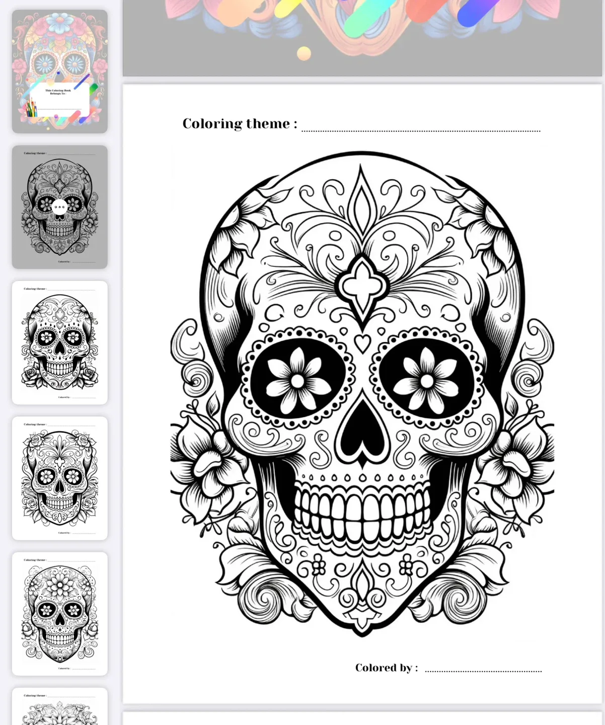 Enchanting Sugar Skull Coloring Book for Adult & Teen image indicator(2)