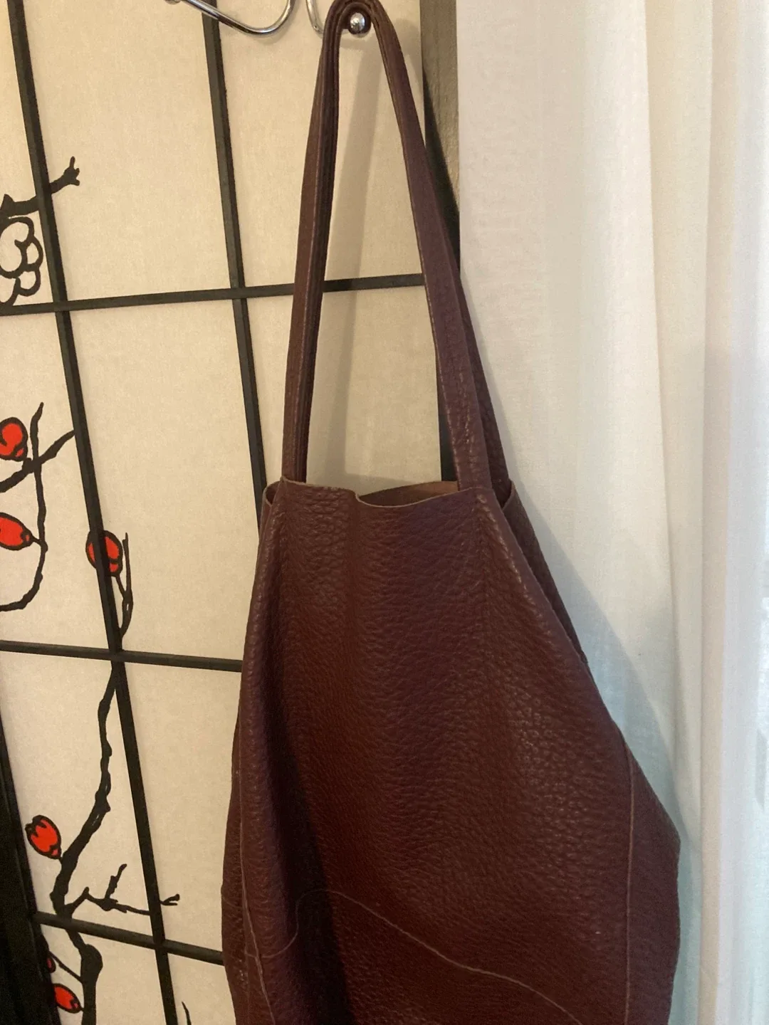 Italian Leather Burgundy Tote Bag - Large image indicator(5)
