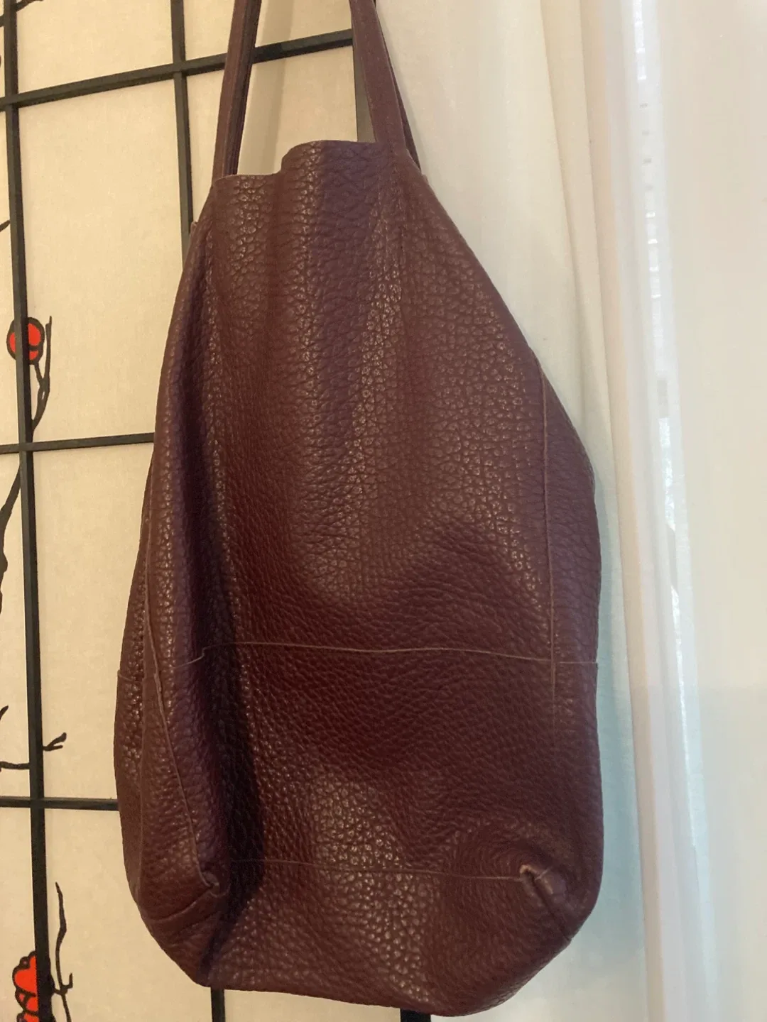 Italian Leather Burgundy Tote Bag - Large image indicator(6)