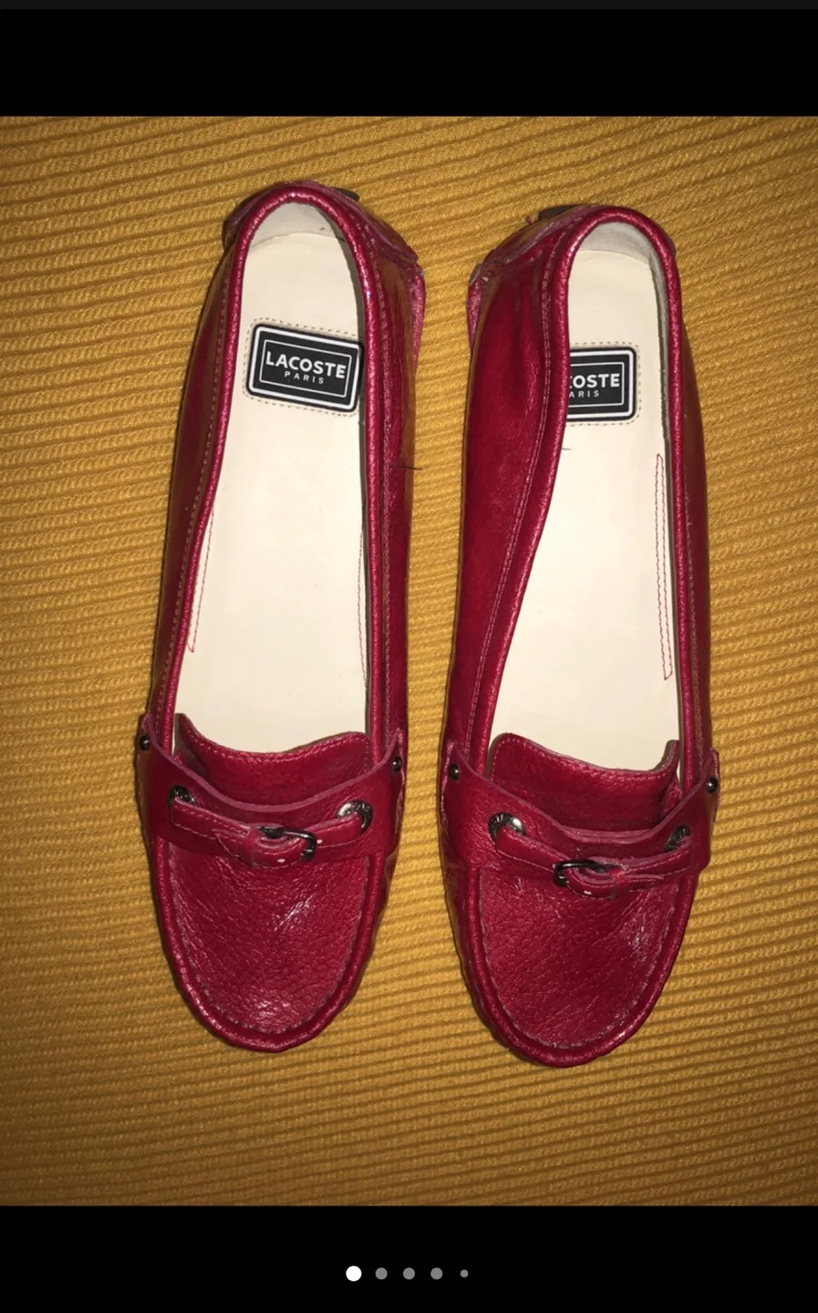 Lacoste Stella Red Leather Loafers - Women's Size 6