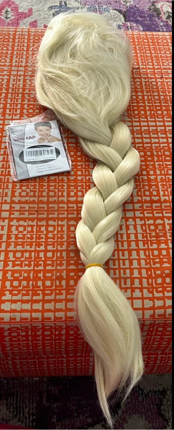 Blonde Braided Wig with Wig Cap 🥕