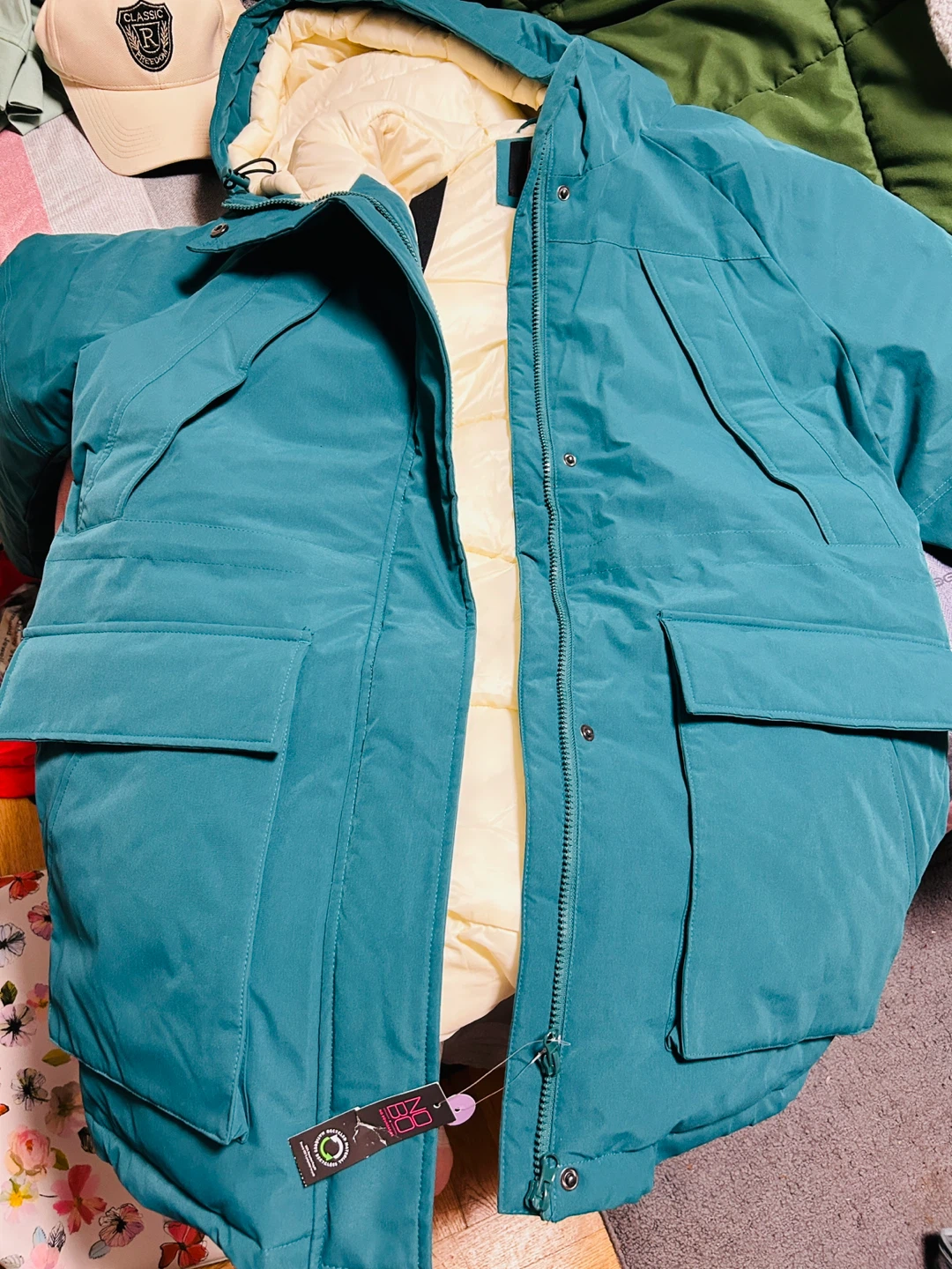 No Boundaries Teal Puffer Jacket