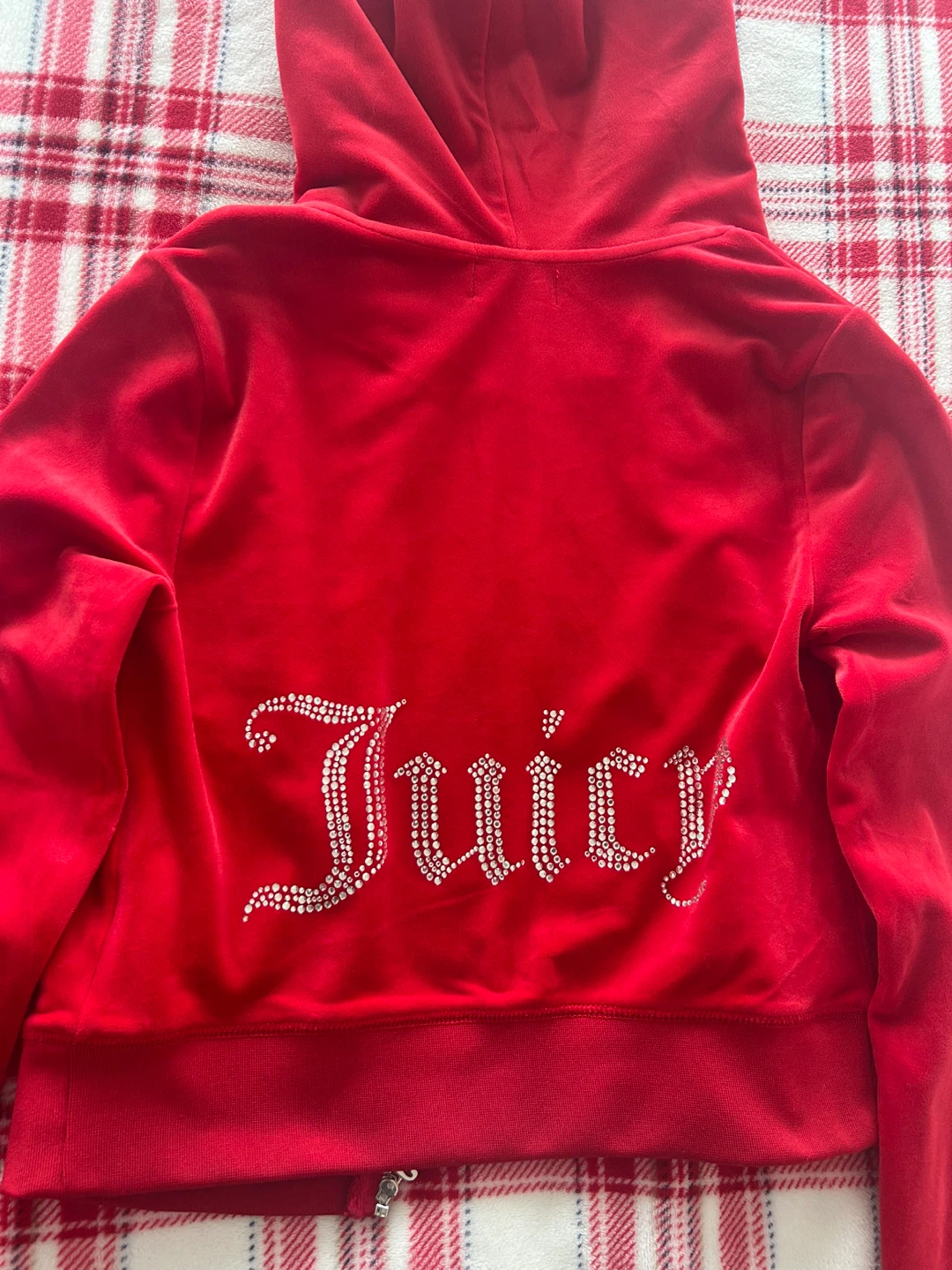 Juicy Couture Red Velour Hoodie - Size Small - photo 2