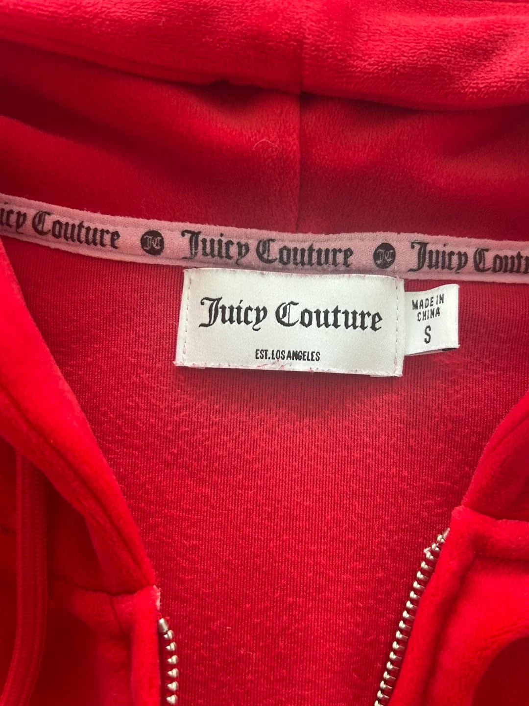 Juicy Couture Red Velour Hoodie - Size Small image indicator(3)