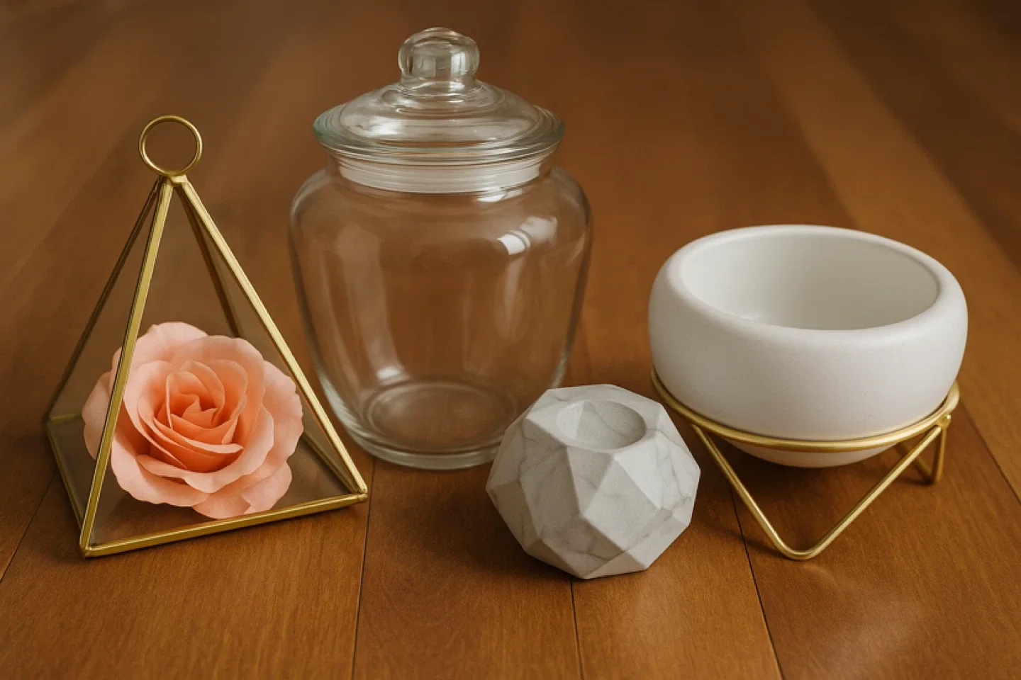 Decorative Glass Jar, Geometric Terrarium, Candle Holder thumbnail