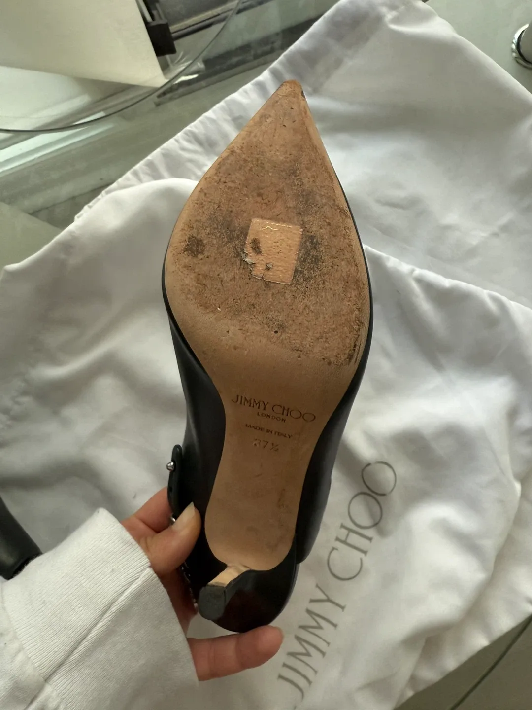 Jimmy Choo Dark Green Leather Heels Size 37.5 image indicator(5)