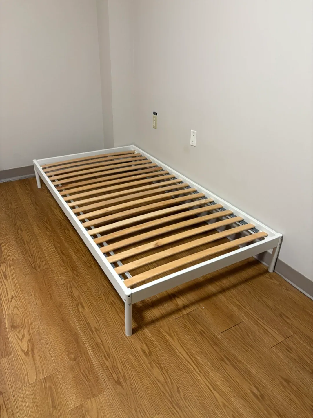 IKEA White Bed Frame VEVELSTAD with Slats image indicator(4)