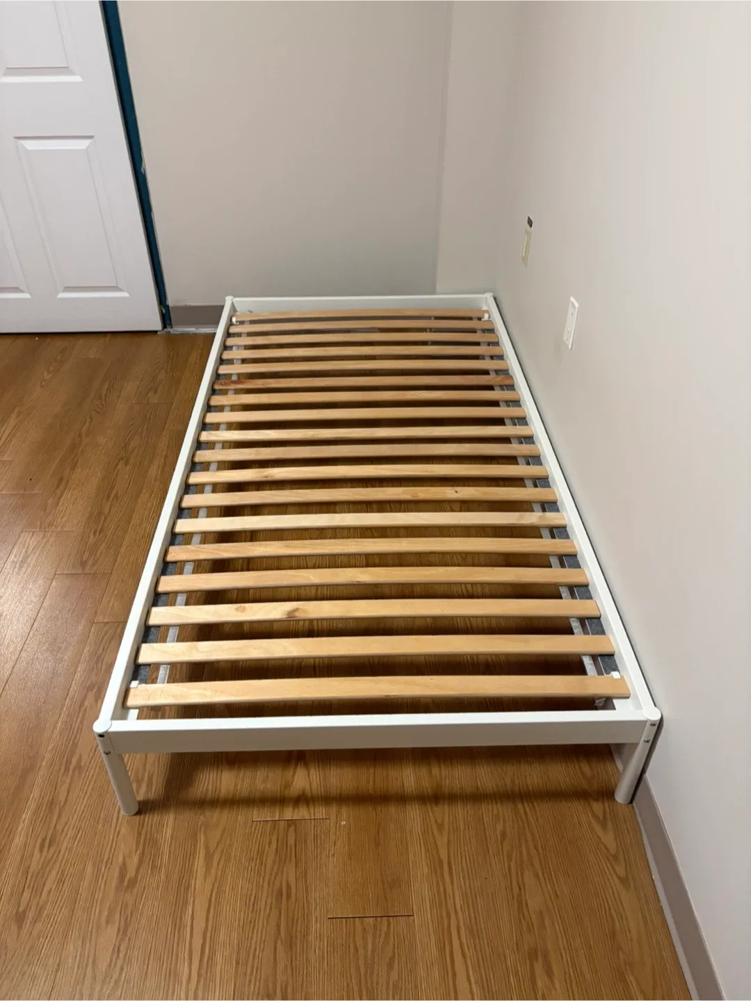 IKEA White Bed Frame VEVELSTAD with Slats image indicator(3)