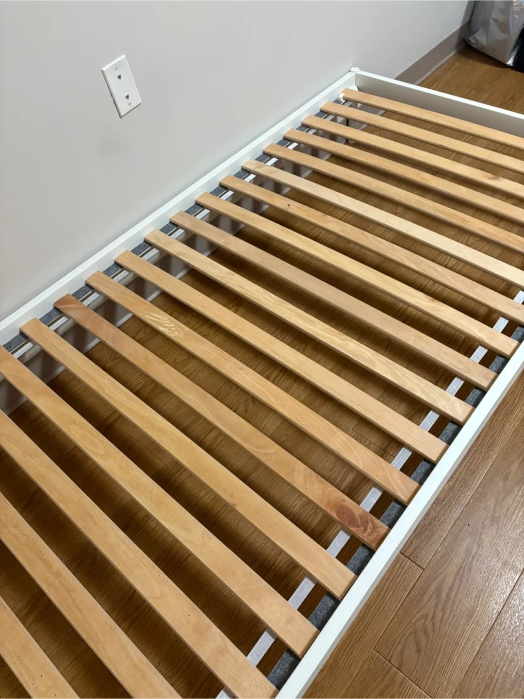 IKEA White Bed Frame VEVELSTAD with Slats image indicator(5)