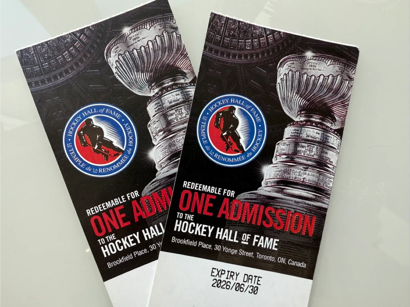 🥕2 Hockey Hall of Fame Admission passes- Exp 2026 June 30