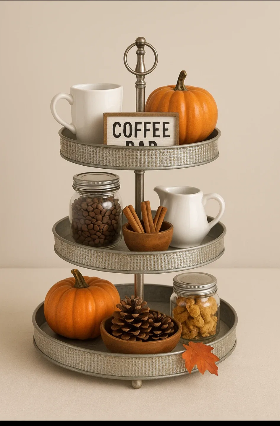 Three-Tiered Galvanized Metal Serving Stand thumbnail