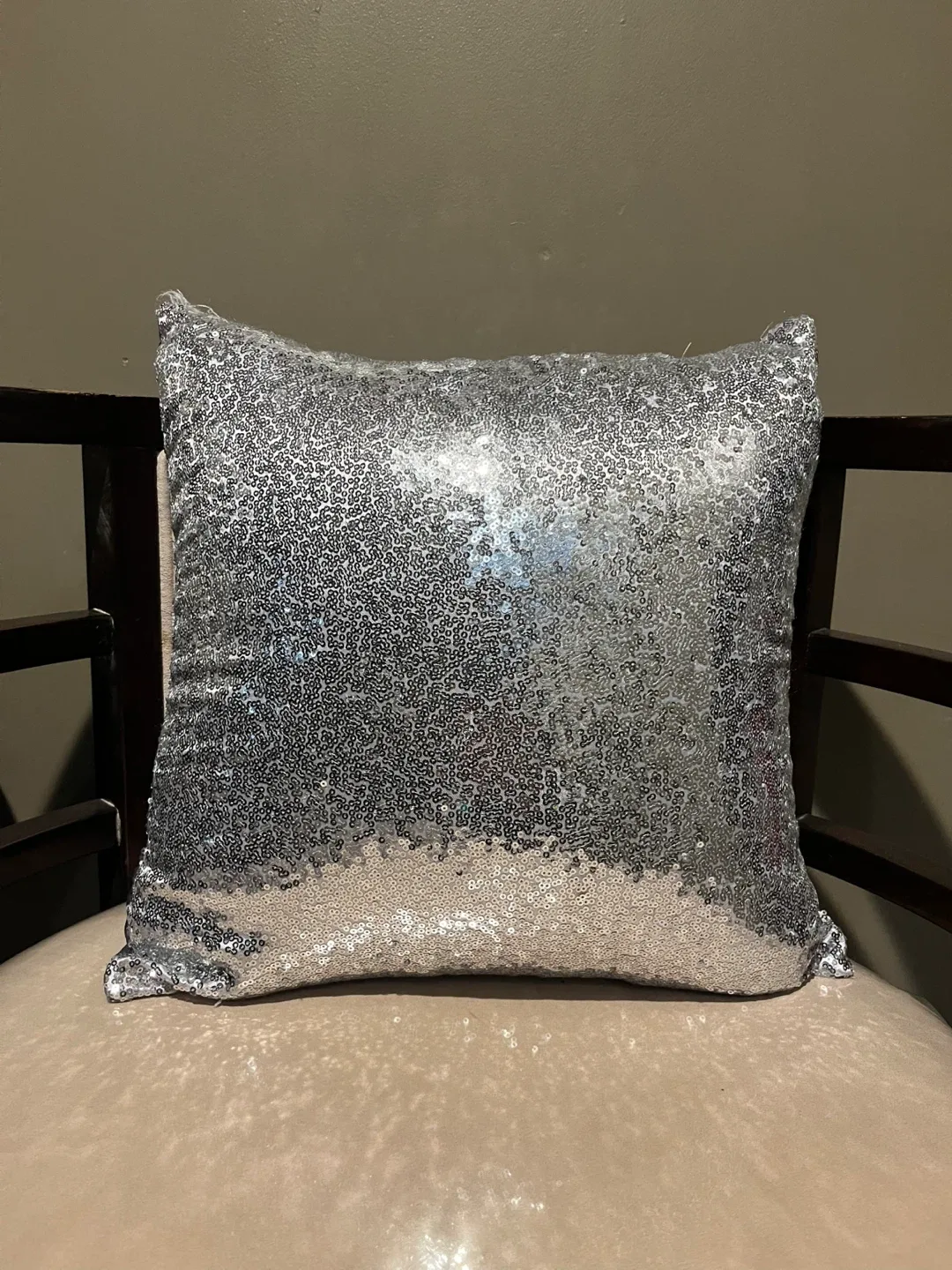 Silver Sequin Throw Pillow thumbnail