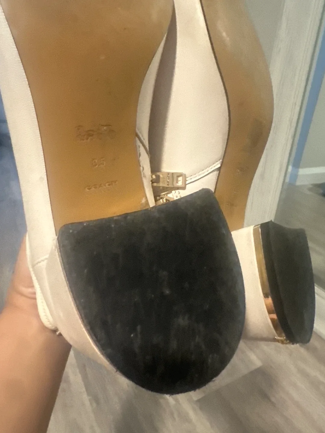 Coach White Leather Boots - Size 8.5 image indicator(4)