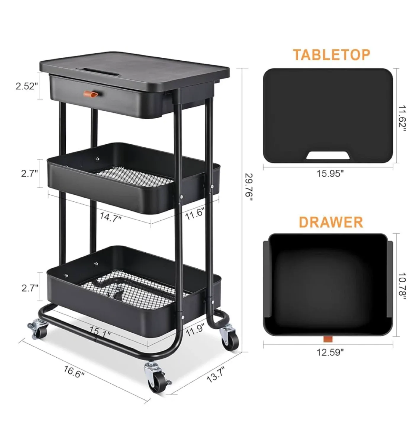 $20 Rolling 3-Tier Utility Cart image indicator(2)