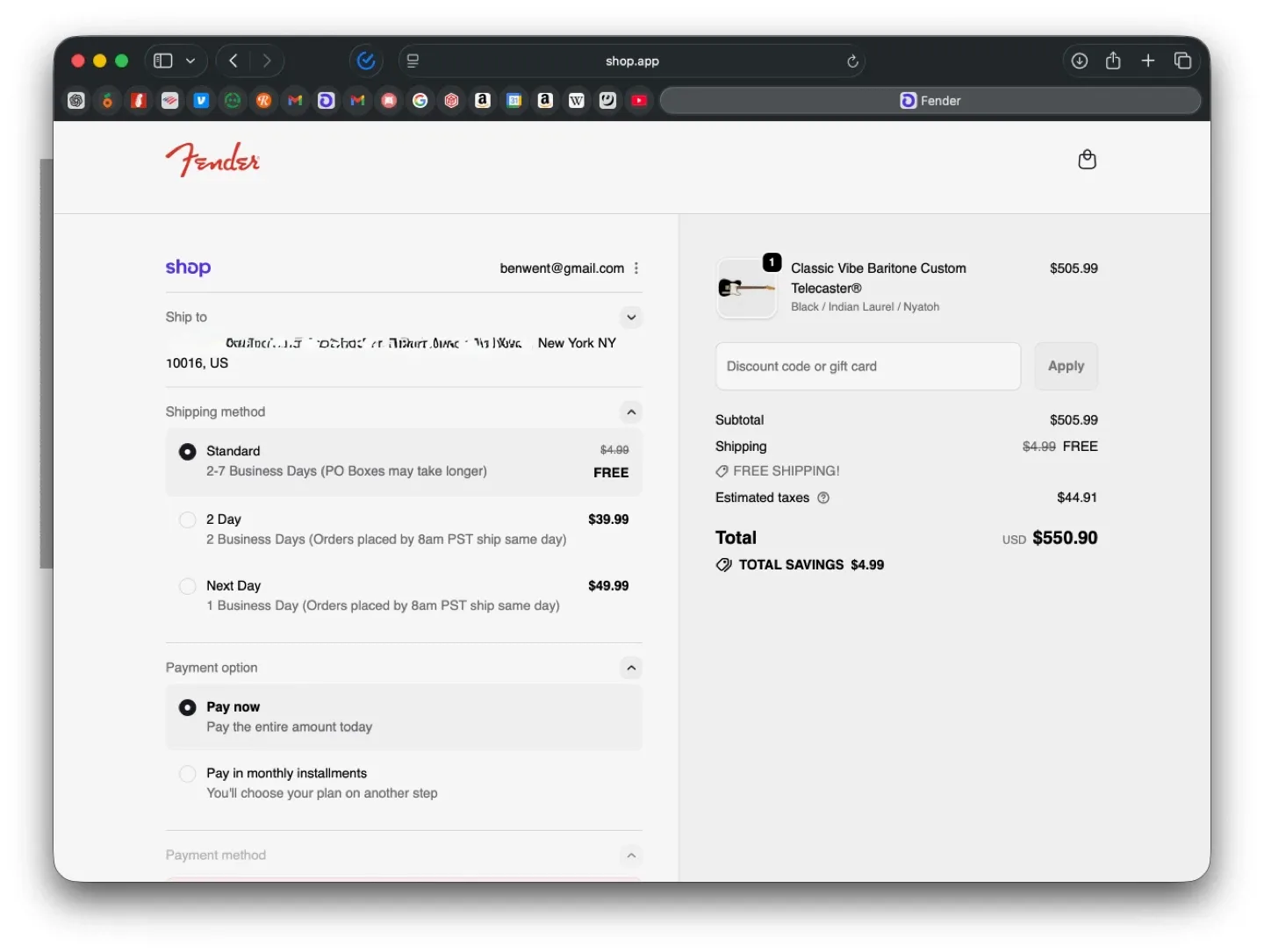 Baritone Fender Squier Telecaster Electric Guitar - Black image indicator(4)