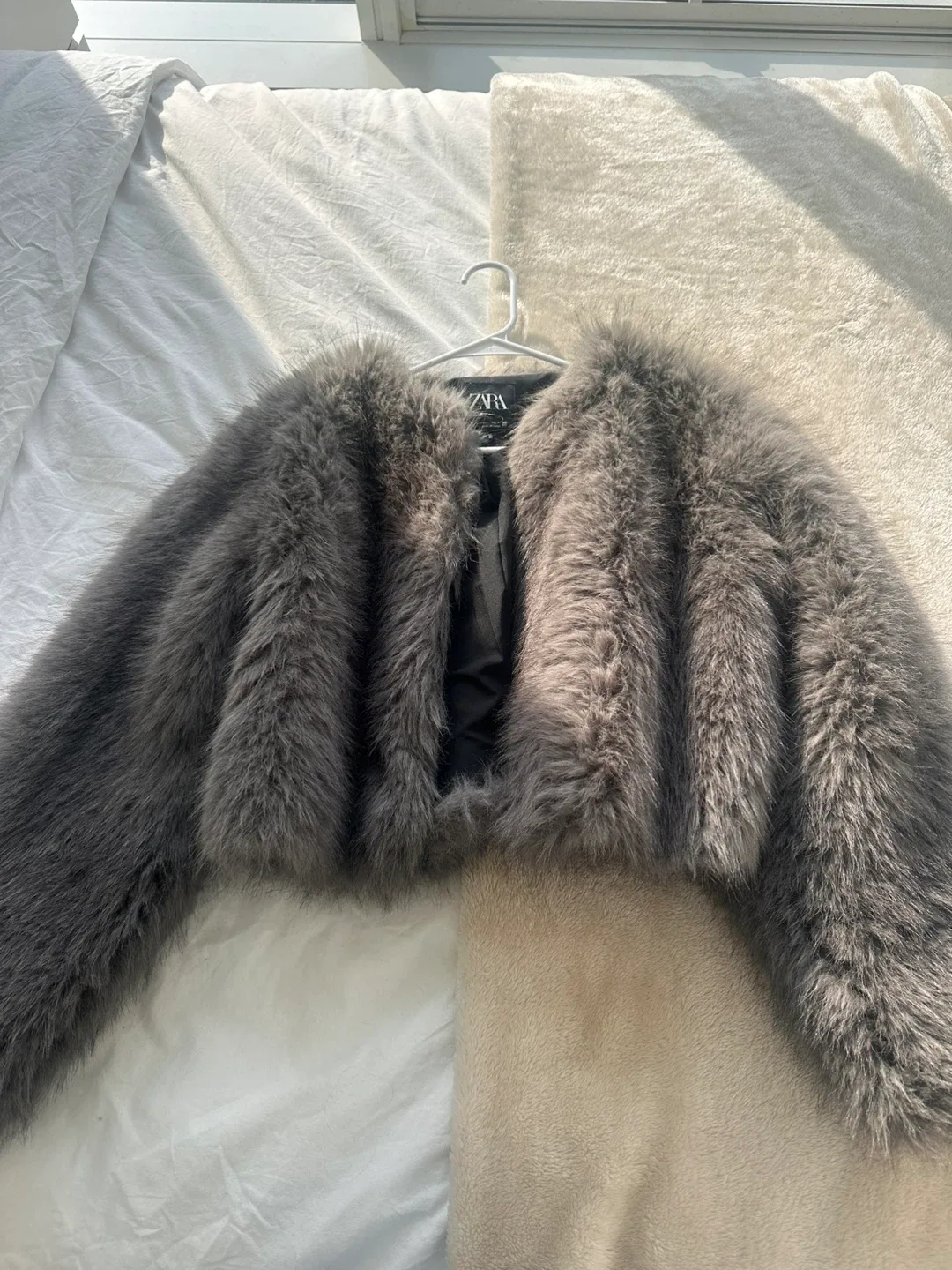 Zara Grey Faux Fur Jacket thumbnail