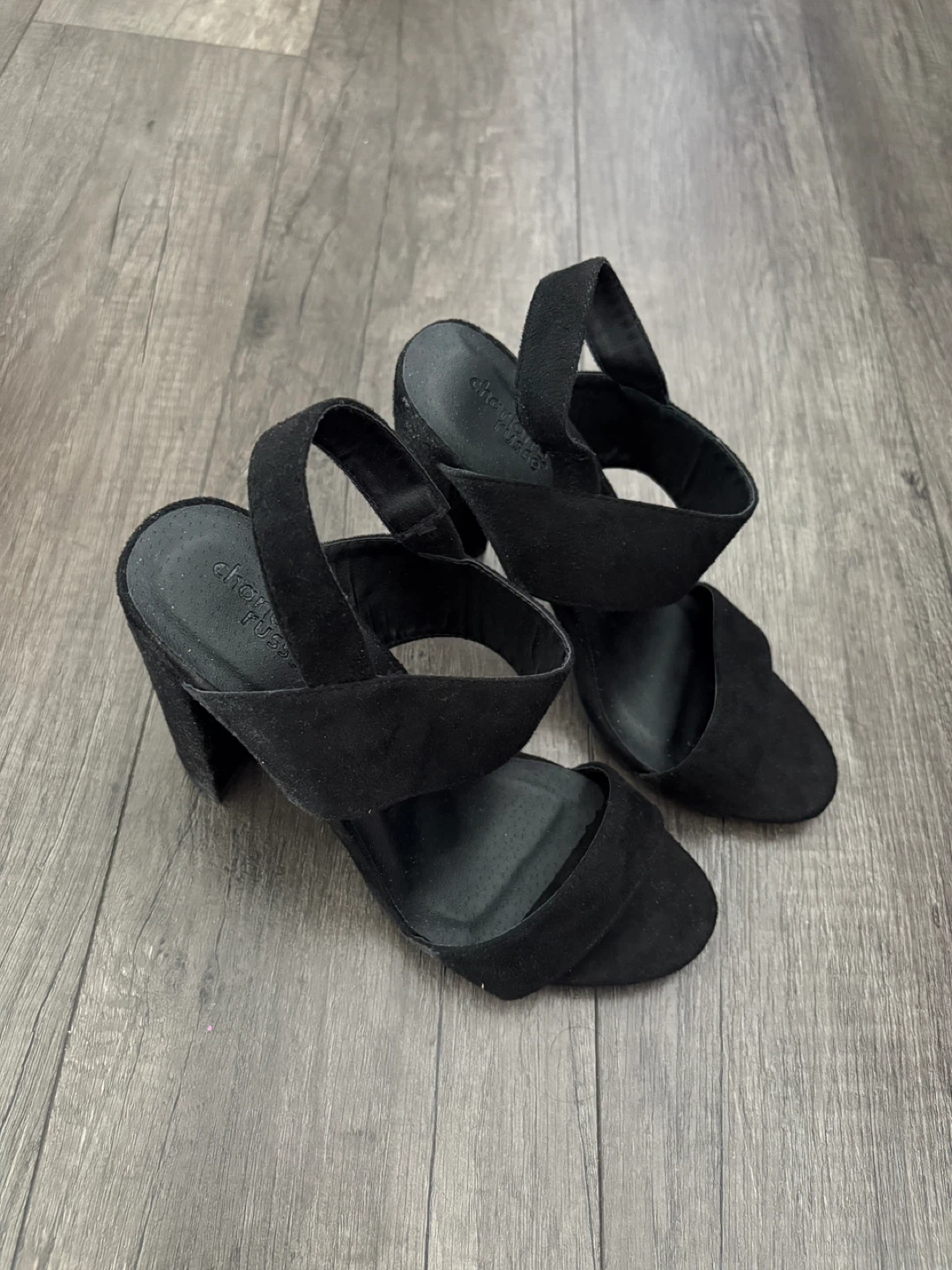 Charlotte Russe Renee Black Suede Heels - Size 6 - photo 2