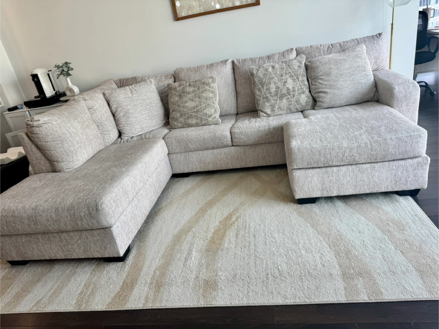 Living Spaces 124" 2pc Dual Chaise Sectional Sofa Cream Beige - photo 5