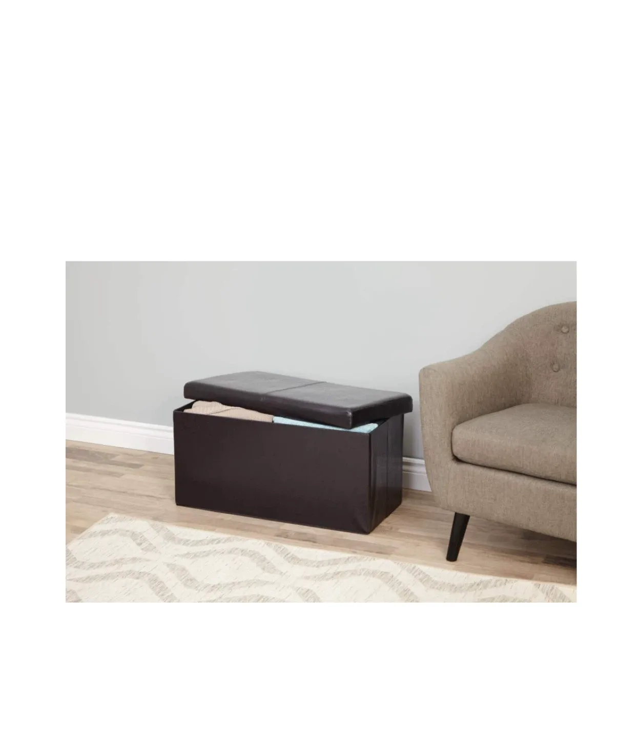 Storage Ottoman Bench - Black Faux Leather image indicator(3)