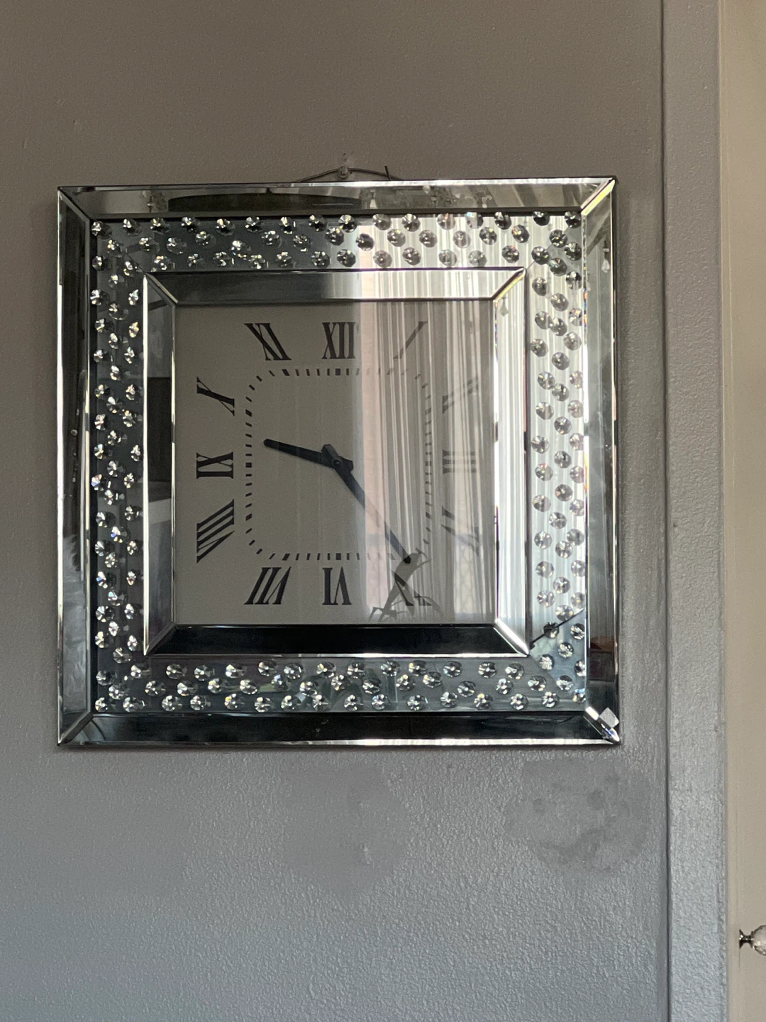Square Mirrored Wall Clock