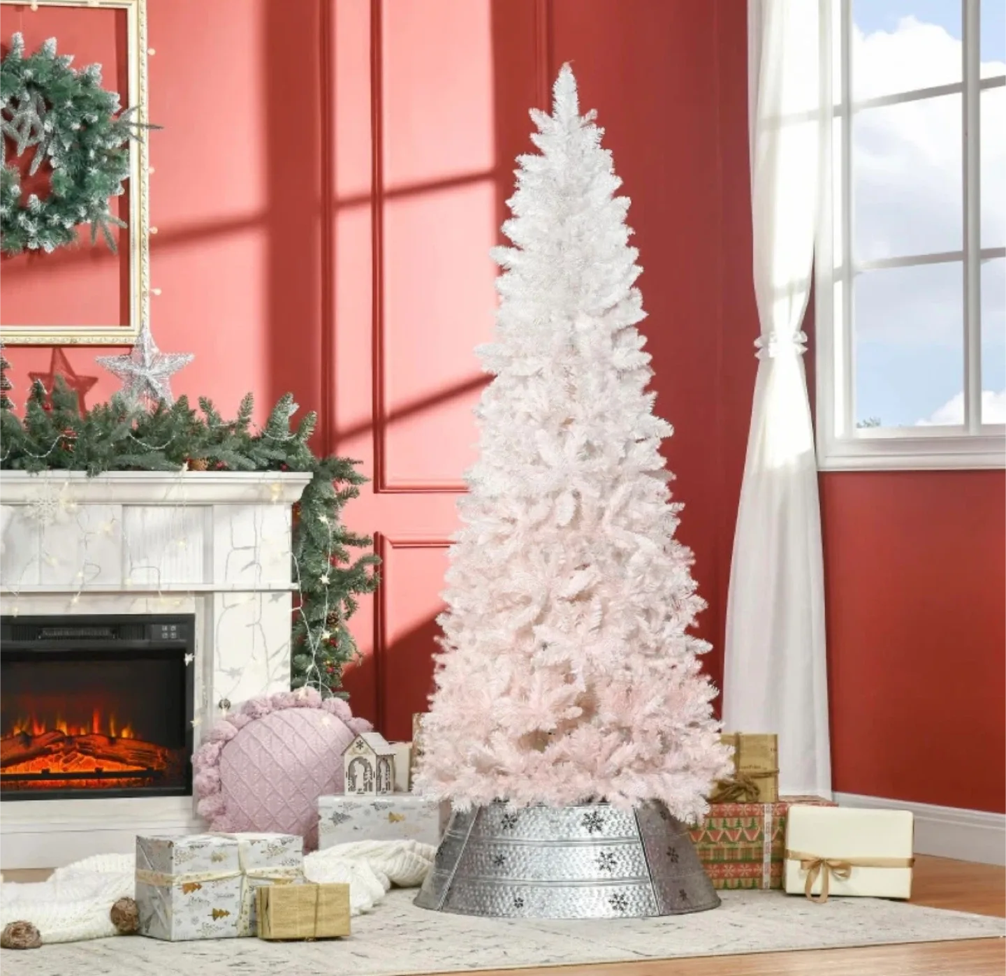 6FT PINK & WHITE PENCIL ARTIFICIAL CHRISTMAS TREE