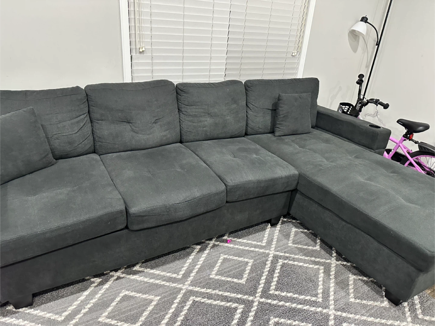 Dark Grey Sectional Couch - photo 3