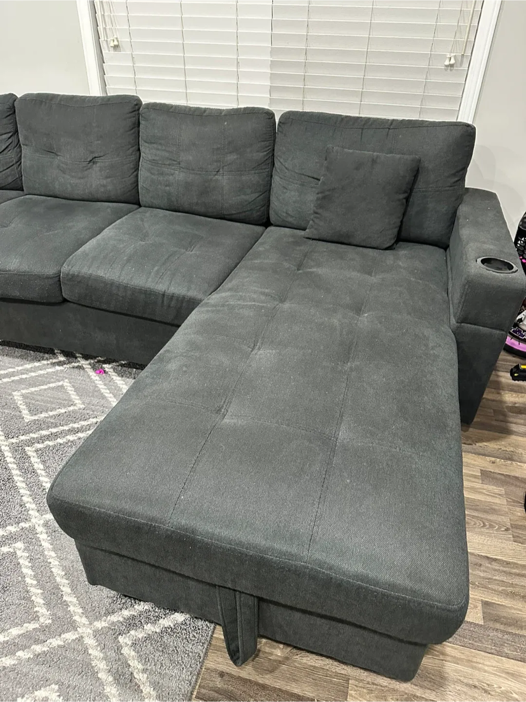 Dark Grey Sectional Couch thumbnail