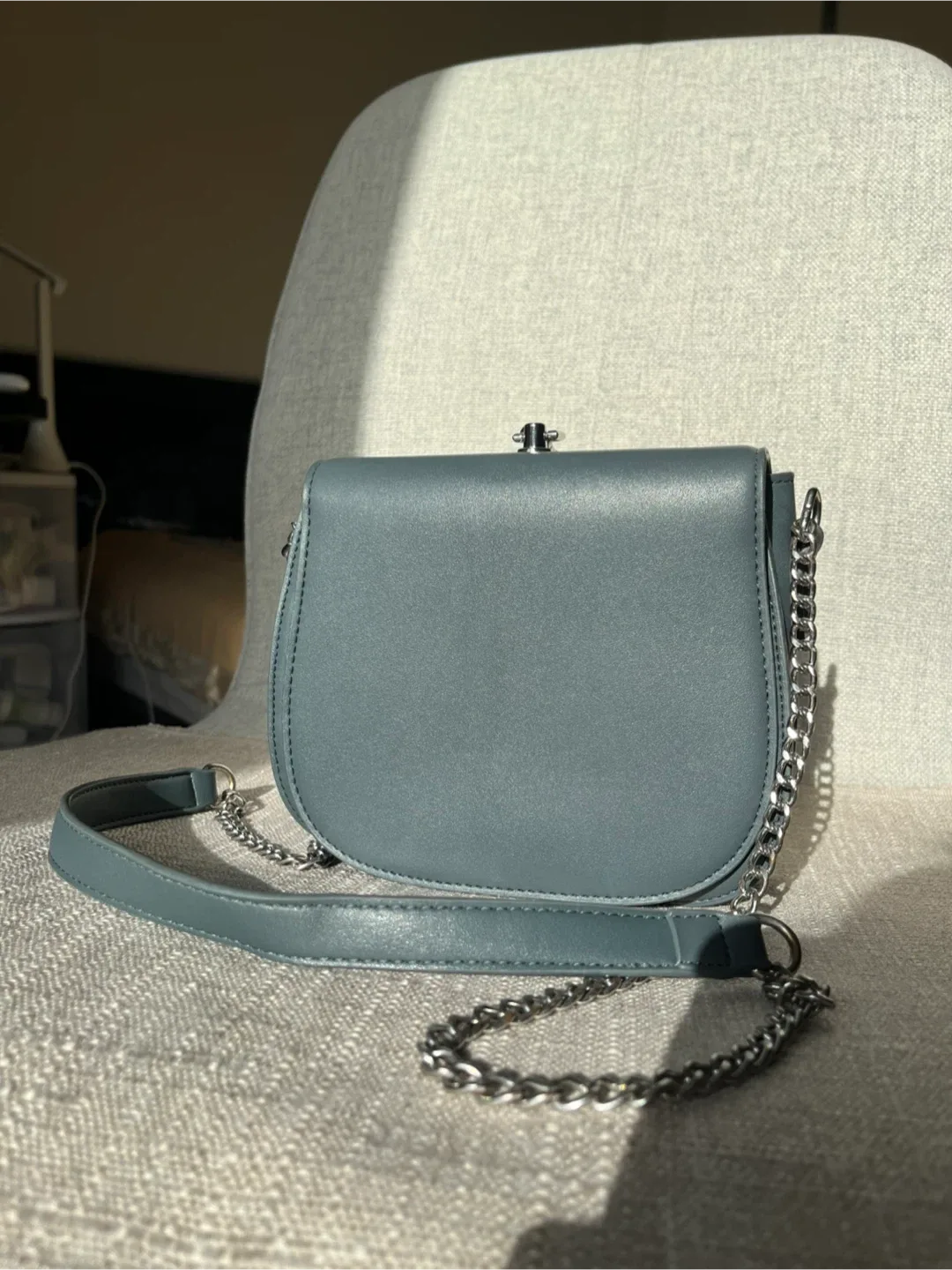 Blue Crossbody Bag with Silver Chain thumbnail