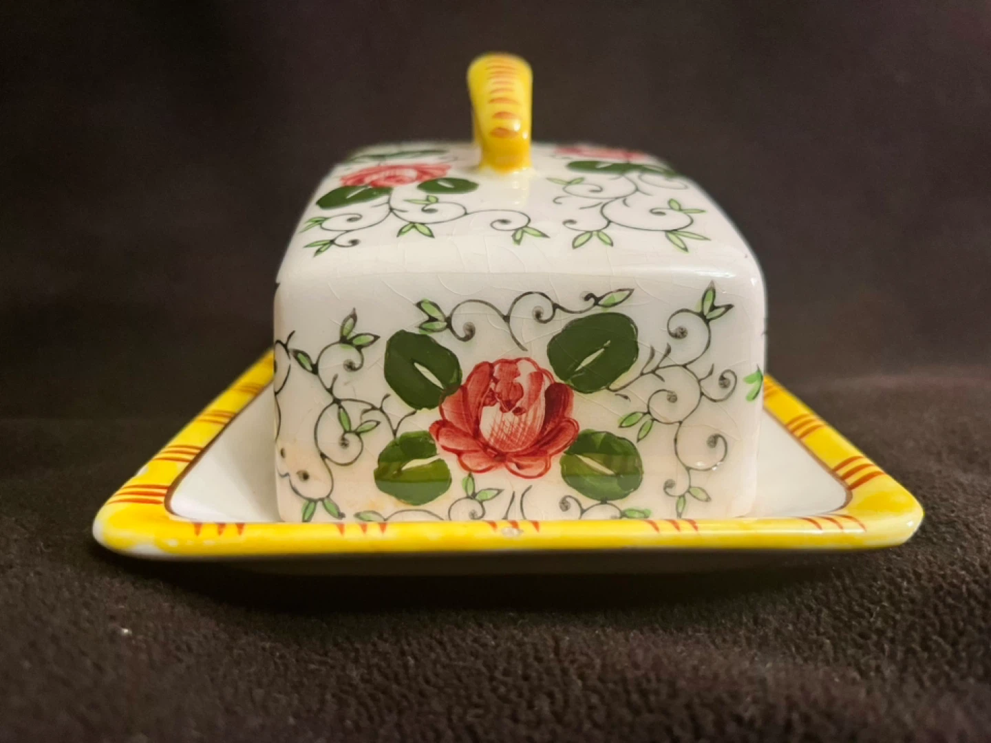 Rooster Ceramic Butter Dish with Floral Design - photo 4