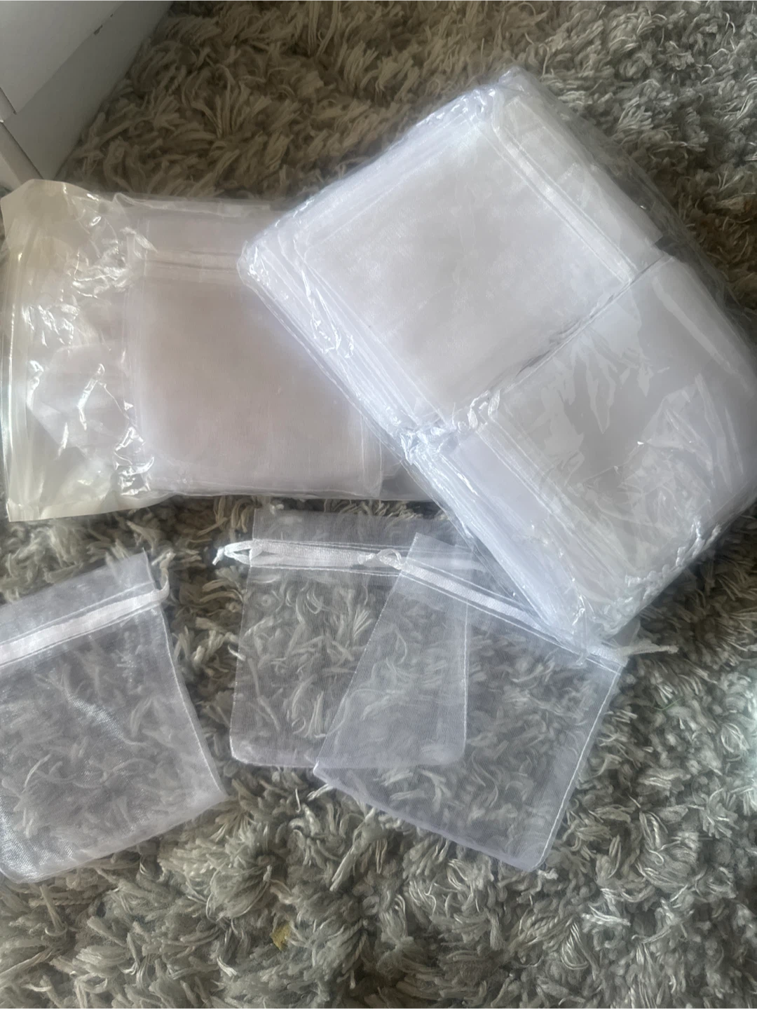 White Mesh Drawstring Bags