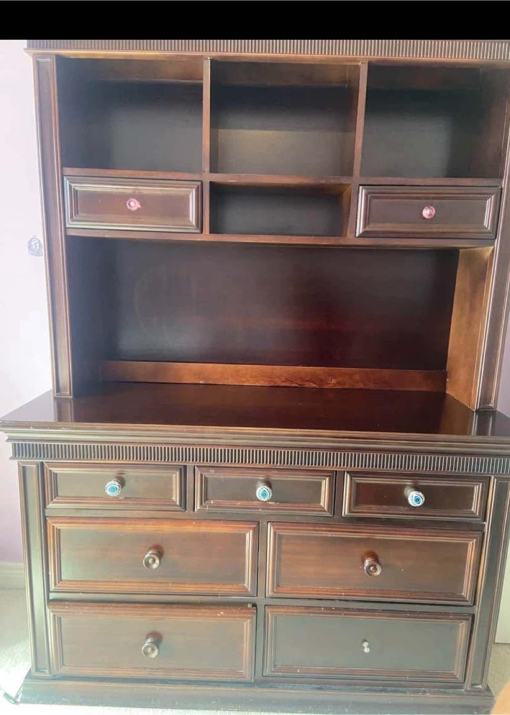 Wooden Dresser with Hutch
