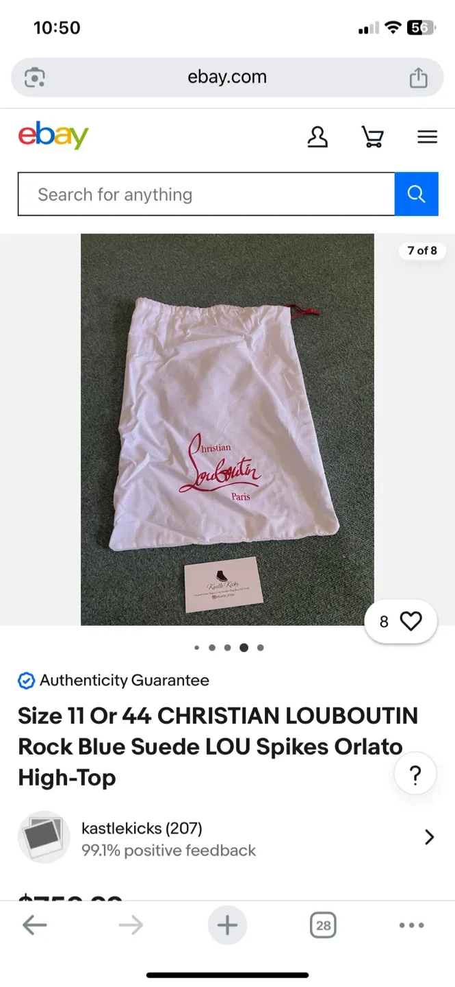 Christian Louboutin Rock Blue Suede Orlato High-Top - Size 11 image indicator(5)