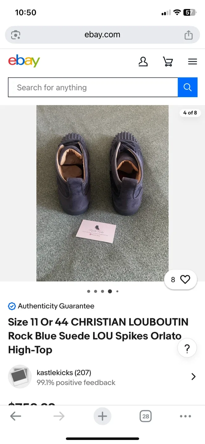 Christian Louboutin Rock Blue Suede Orlato High-Top - Size 11 image indicator(2)