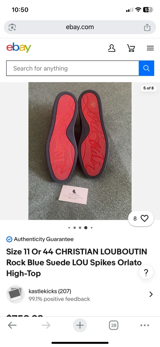 Christian Louboutin Rock Blue Suede Orlato High-Top - Size 11 image indicator(4)