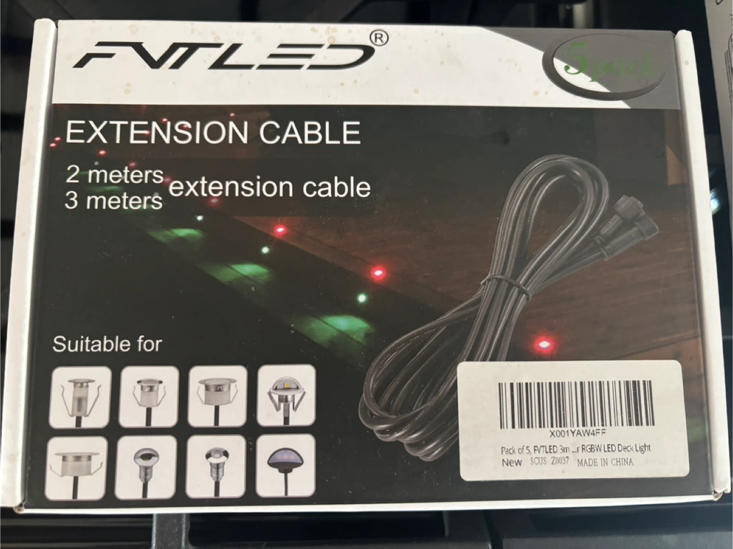 New FVTLED 12V DC LED Deck Light + Extension Cable - photo 4