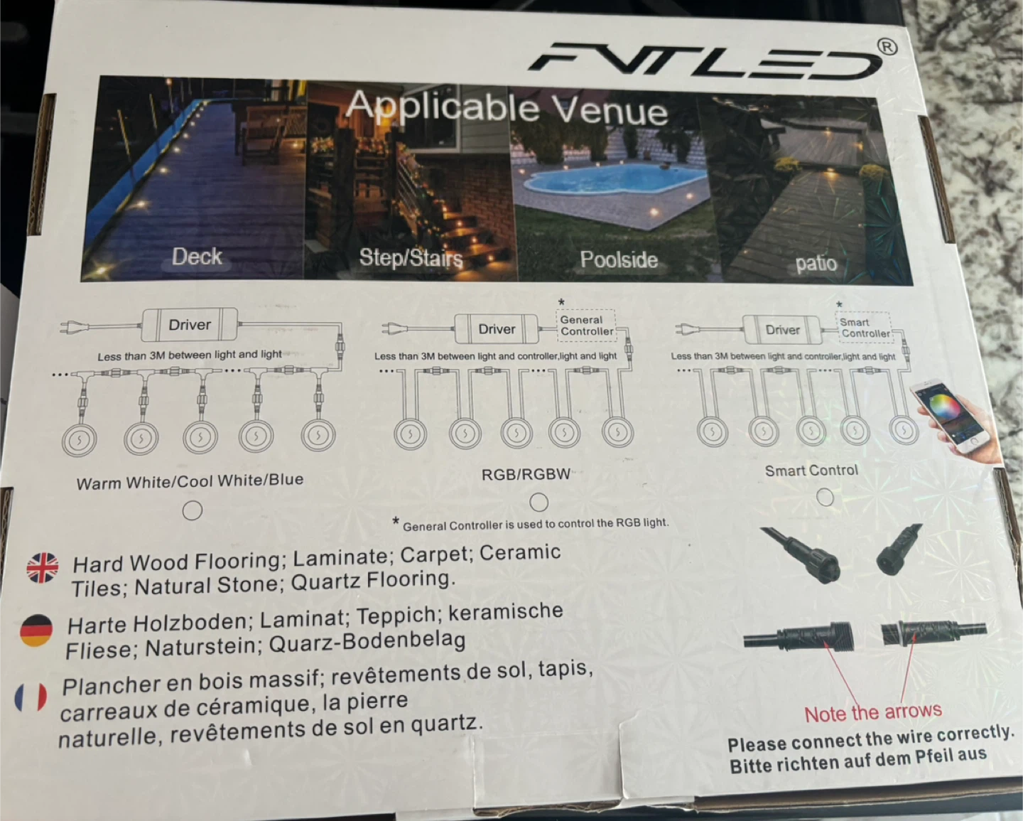 New FVTLED 12V DC LED Deck Light + Extension Cable - photo 2