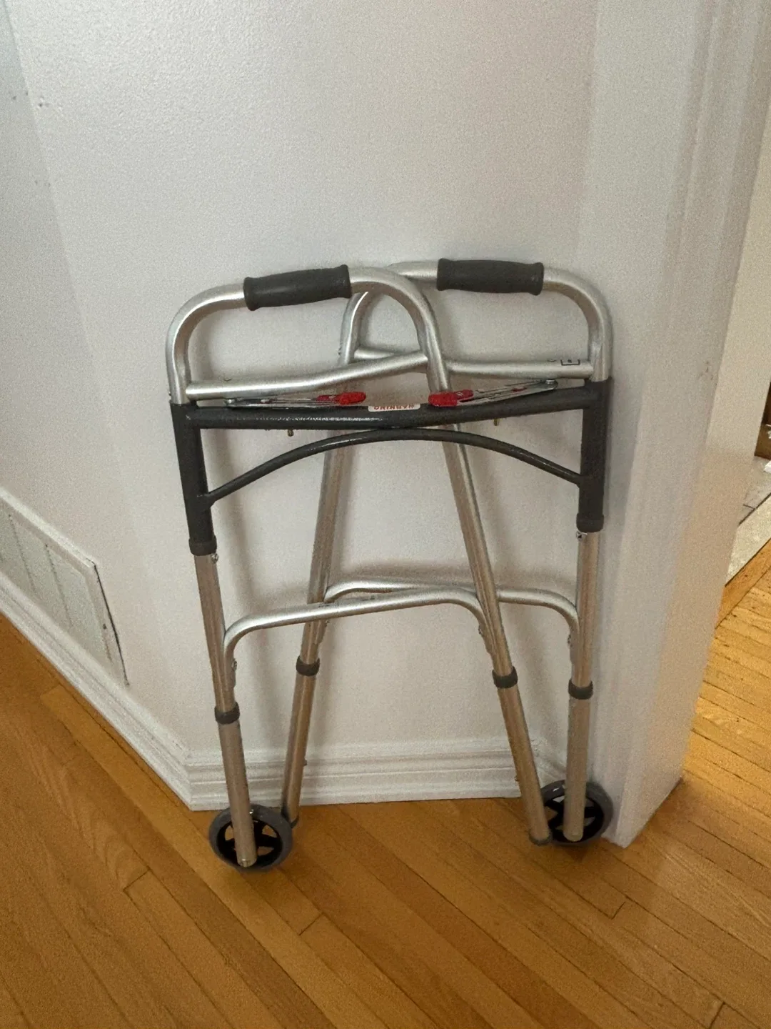 Silver Folding Walker with Wheels thumbnail