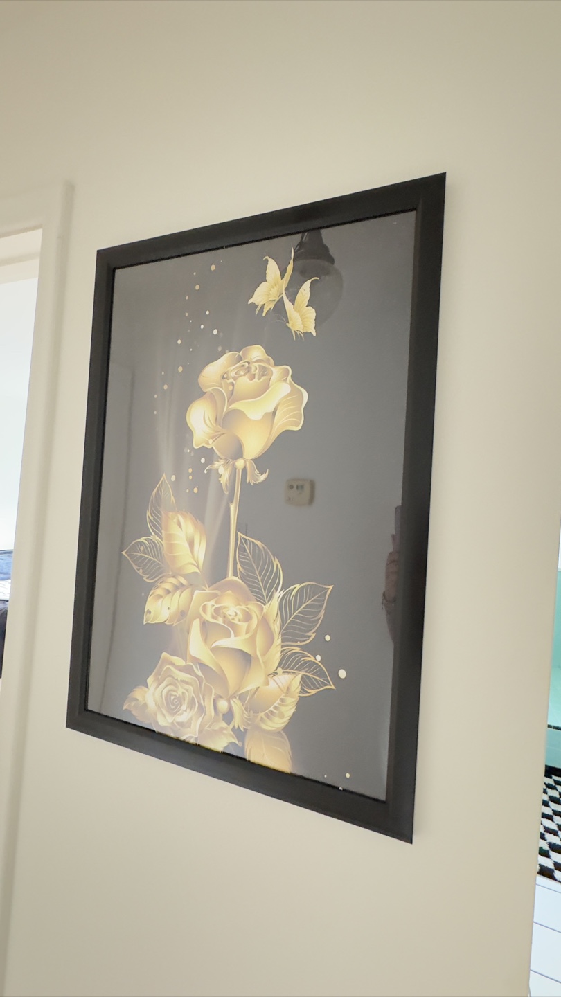 Framed Gold Rose Art