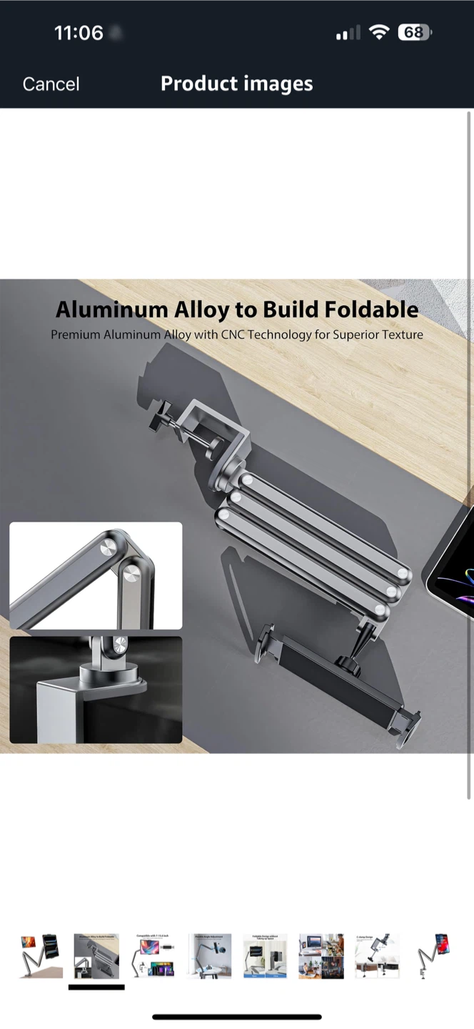 Adjustable Tablet/Monitor Desk Mount - 7-15.6 inch - photo 4