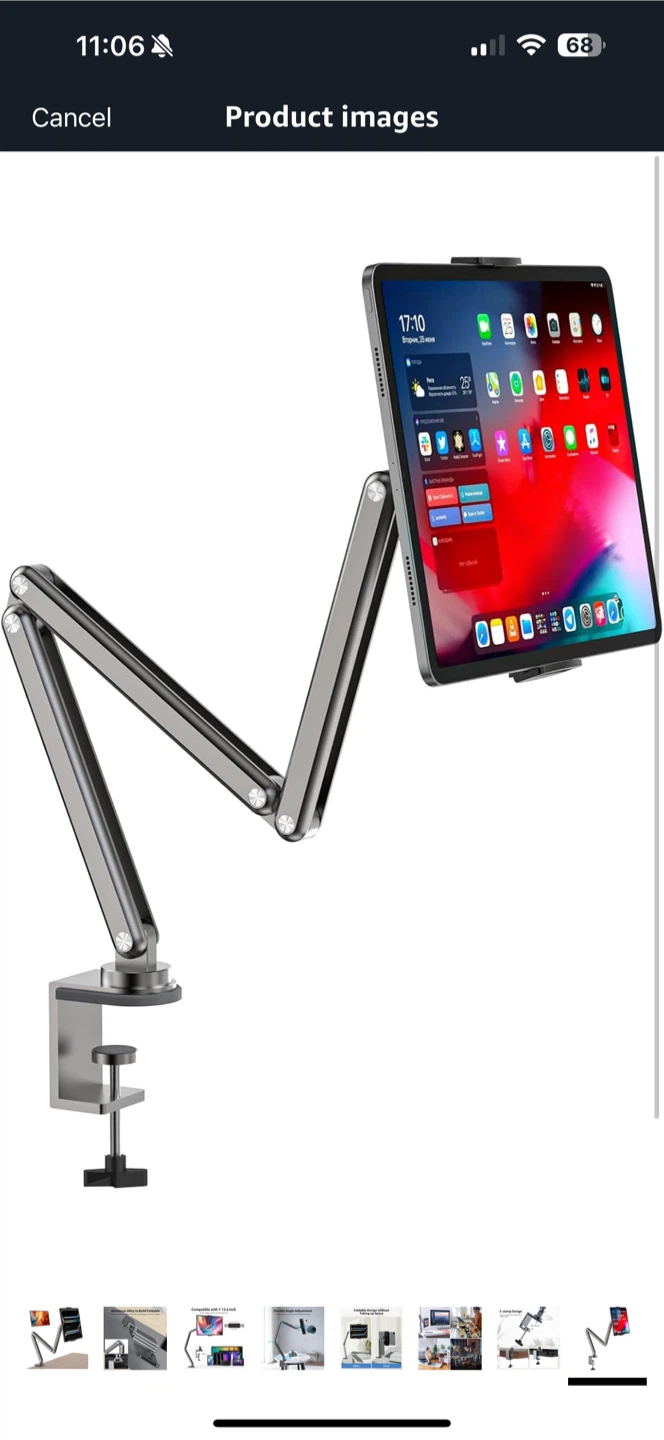 Adjustable Tablet/Monitor Desk Mount - 7-15.6 inch